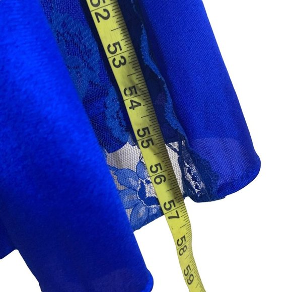 Vintage 70s Val Mode Blue Lace Full Length Spaghetti Strap Nightgown Medium - Picture 5 of 13